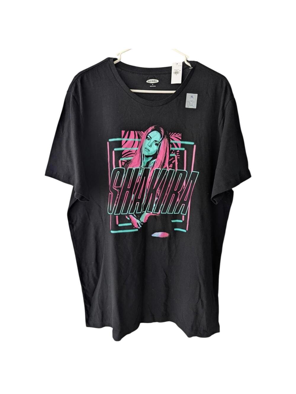 NWT Shakira Graphic T-Shirt Old Navy Band Tour XL Black Y2K Pop Star Tee New